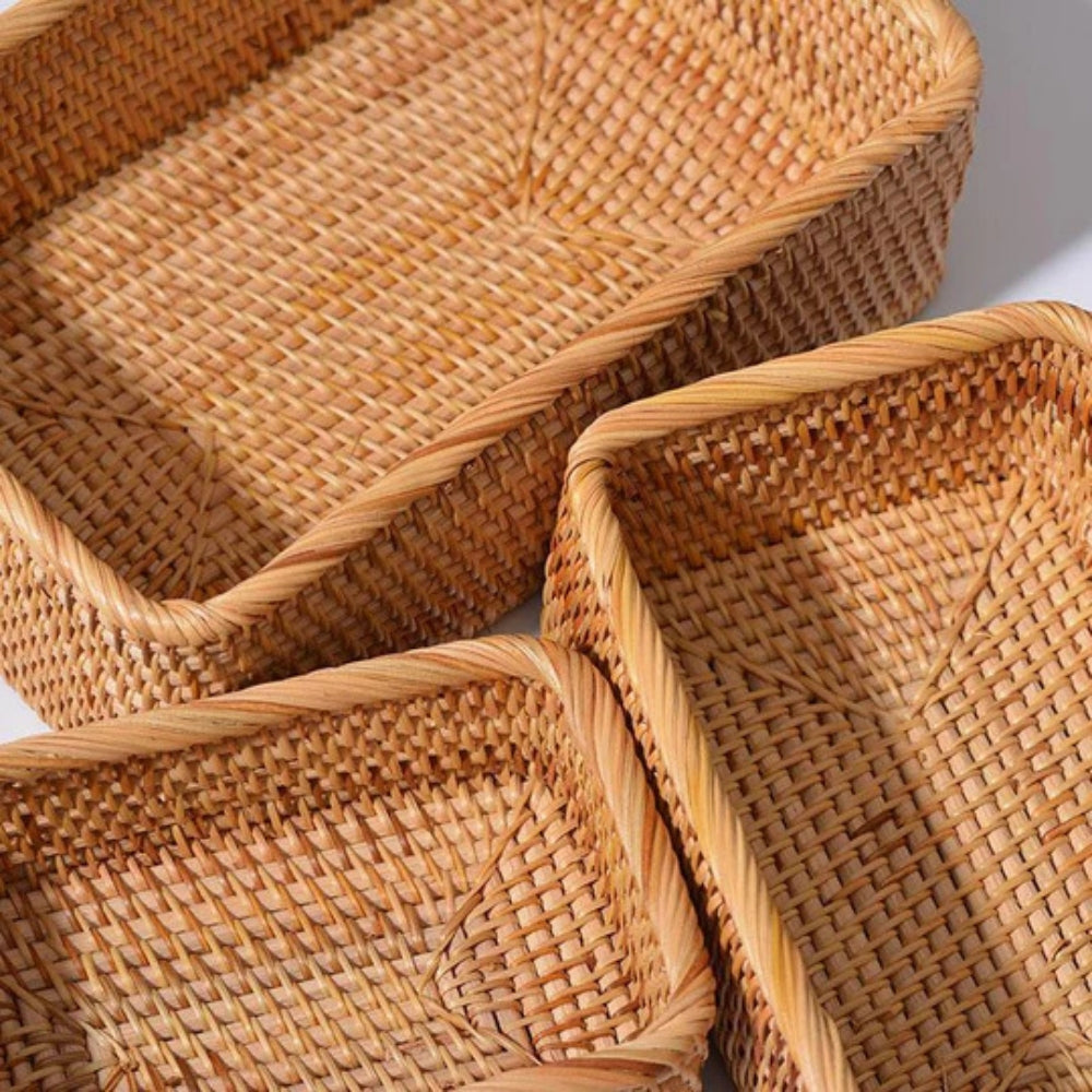 HavenWoven Rectangular Rattan Basket – Stylish & Functional Storage