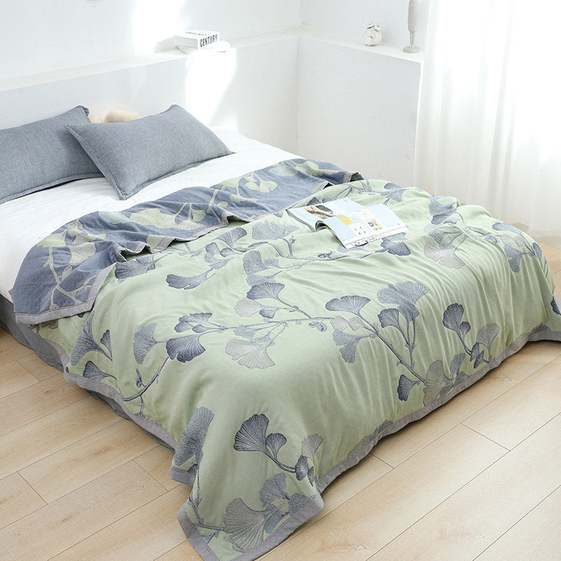 LeafLuxe Reversible Cotton Gauze Quilt – Soft, Eco-Friendly Comfort