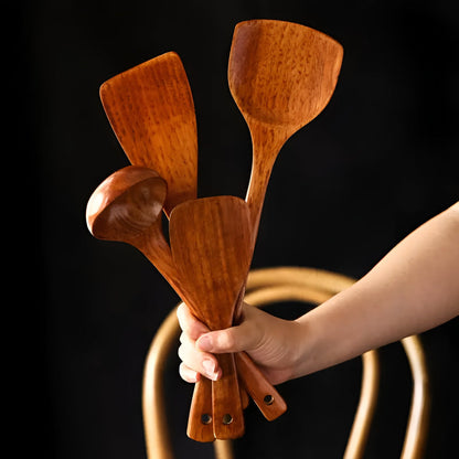 Premium 4-Piece Wooden Kitchen Utensil Set – Durable & Rustic