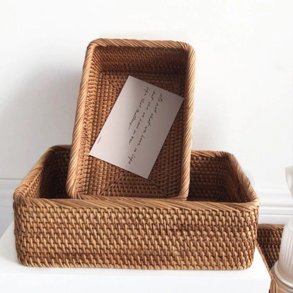 HavenWoven Rectangular Rattan Basket – Stylish & Functional Storage
