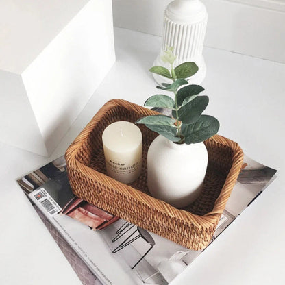 HavenWoven Rectangular Rattan Basket – Stylish & Functional Storage