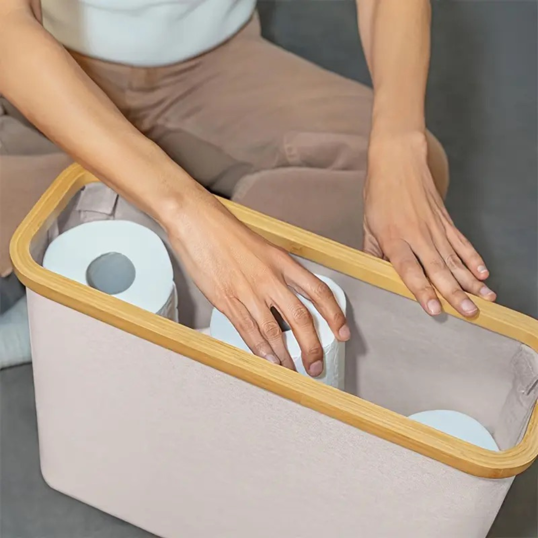 BambooEase Bathroom Roll Holder – Stylish & Organized Storage