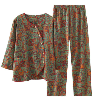 VintageEase Cotton Loungewear Set – Soft, Elegant Comfort for Relaxation