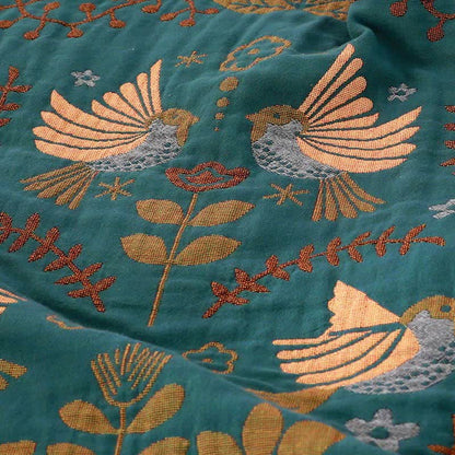 BohoBird Reversible Cotton Quilt – Lightweight Floral & Bird Design