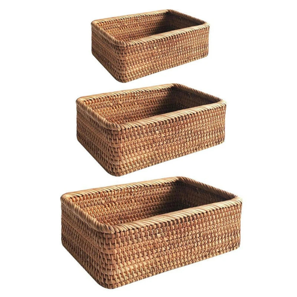 HavenWoven Rectangular Rattan Basket – Stylish & Functional Storage