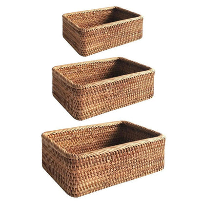 HavenWoven Rectangular Rattan Basket – Stylish & Functional Storage