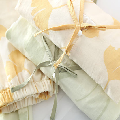 GinkgoCharm Cotton Loungewear Set – Soft, Elegant Indoor Comfort