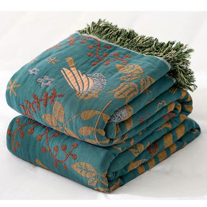 BohoBird Reversible Cotton Quilt – Lightweight Floral & Bird Design
