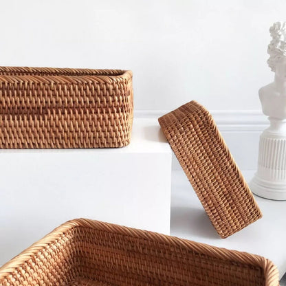 HavenWoven Rectangular Rattan Basket – Stylish & Functional Storage