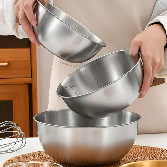 ChefPro Trio Stainless Steel Mixing Bowls for Effortless Prep
