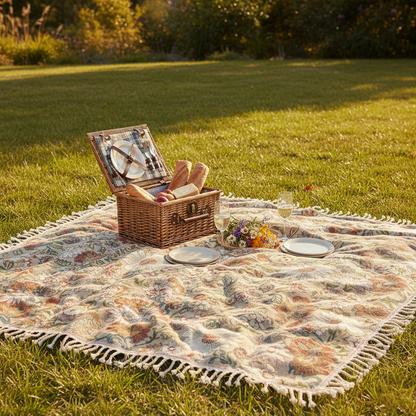 Ardela Cotton Floral Blanket for Boho-Inspired Spaces