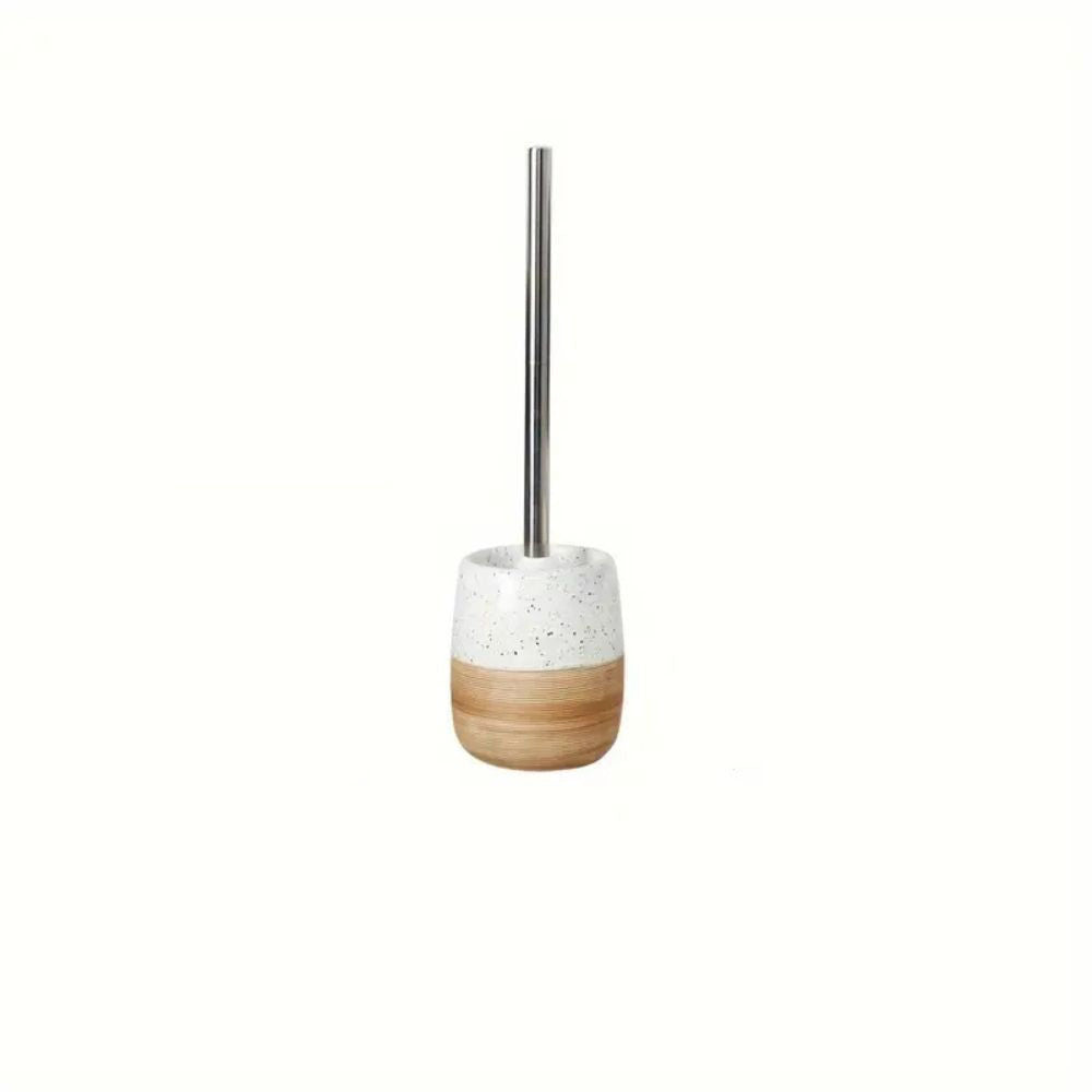 CeramiWood Elegant Toilet Brush & Holder Set – Natural Style Bathroom Essential