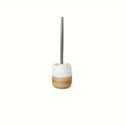 CeramiWood Elegant Toilet Brush & Holder Set – Natural Style Bathroom Essential