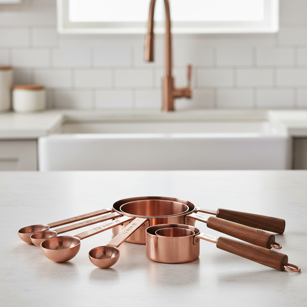 Gleam Stainless Steel Measuring Set with Copper Finish for Kitchen Use
