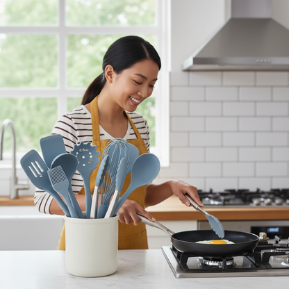 Lunare Silicone Cooking Utensil Set with 10 Kitchen Tools