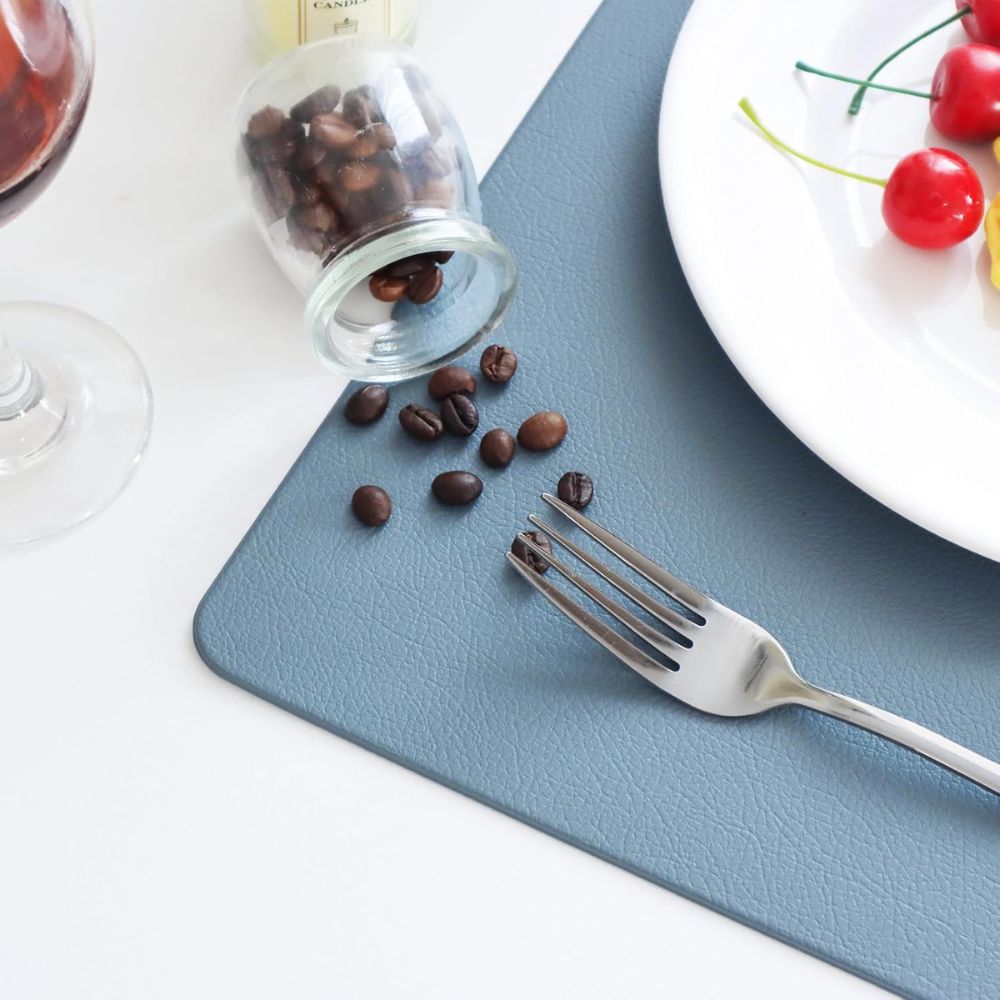 VintageCharm Leather Dining Placemat – Elegant Table Protection