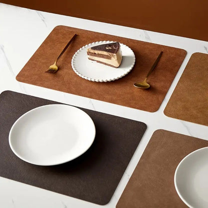 VintageCharm Leather Dining Placemat – Elegant Table Protection