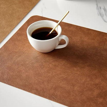 VintageCharm Leather Dining Placemat – Elegant Table Protection