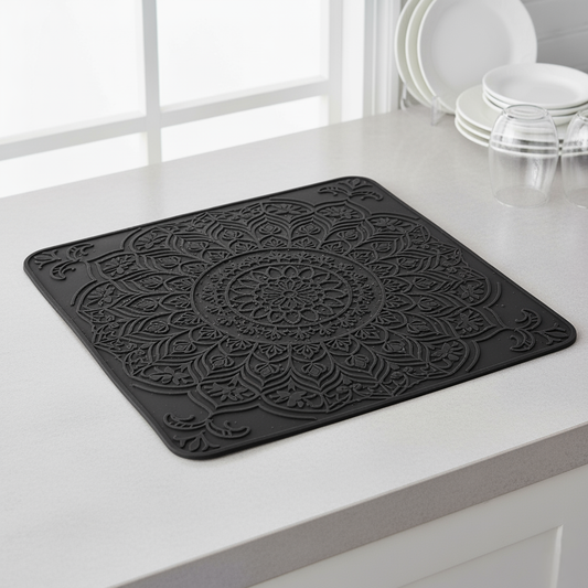 Mandala Pattern Silicone Dish Drying Mat for Kitchen Countertops