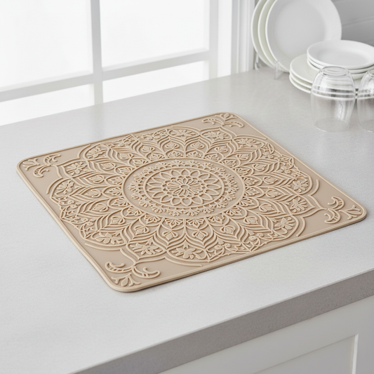 Mandala Pattern Silicone Dish Drying Mat for Kitchen Countertops