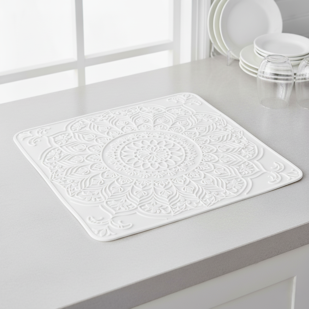 Mandala Pattern Silicone Dish Drying Mat for Kitchen Countertops