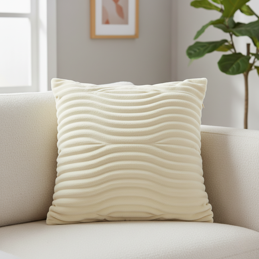 Plush Ridge Cushion Cover with Textured Design for Home Decor