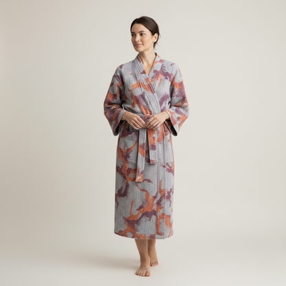 Rustic Elegance Cotton Kimono Bathrobe for Everyday Home Wear