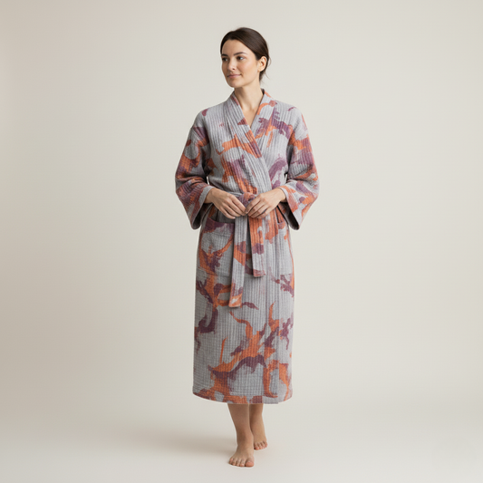Rustic Elegance Cotton Kimono Bathrobe for Everyday Home Wear