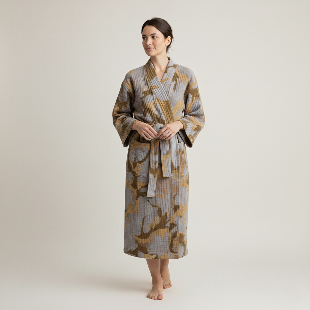 Rustic Elegance Cotton Kimono Bathrobe for Everyday Home Wear