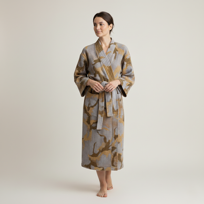 Rustic Elegance Cotton Kimono Bathrobe for Everyday Home Wear