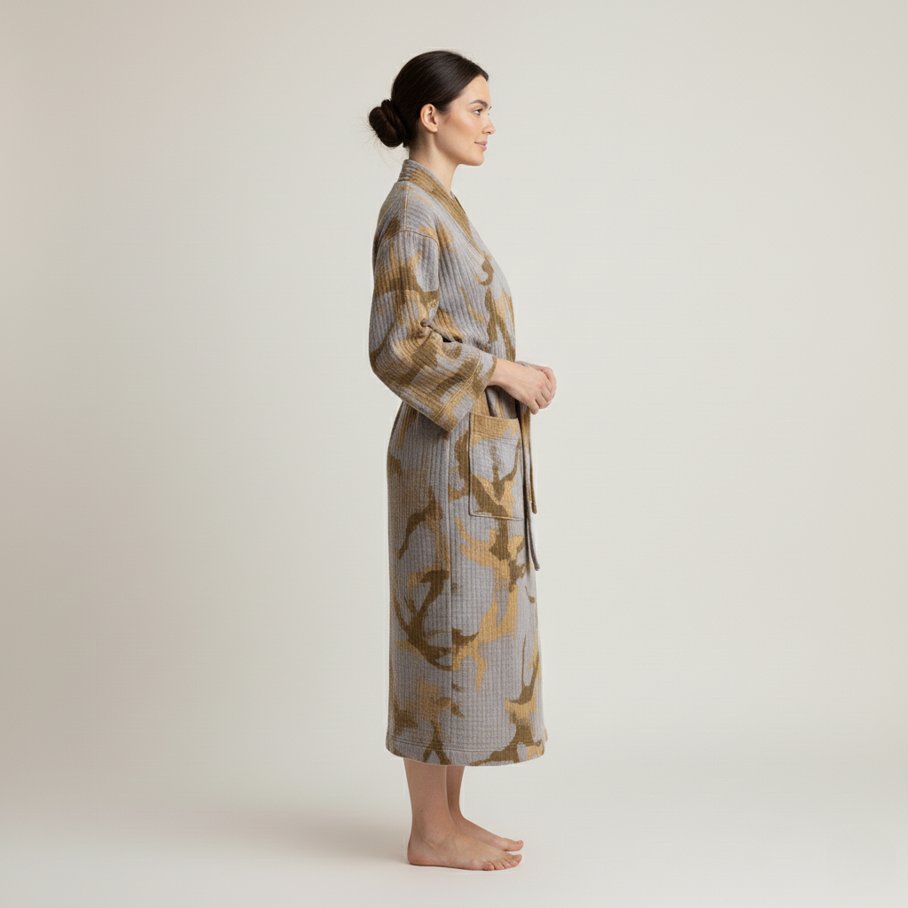 Rustic Elegance Cotton Kimono Bathrobe for Everyday Home Wear