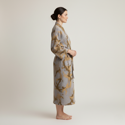 Rustic Elegance Cotton Kimono Bathrobe for Everyday Home Wear