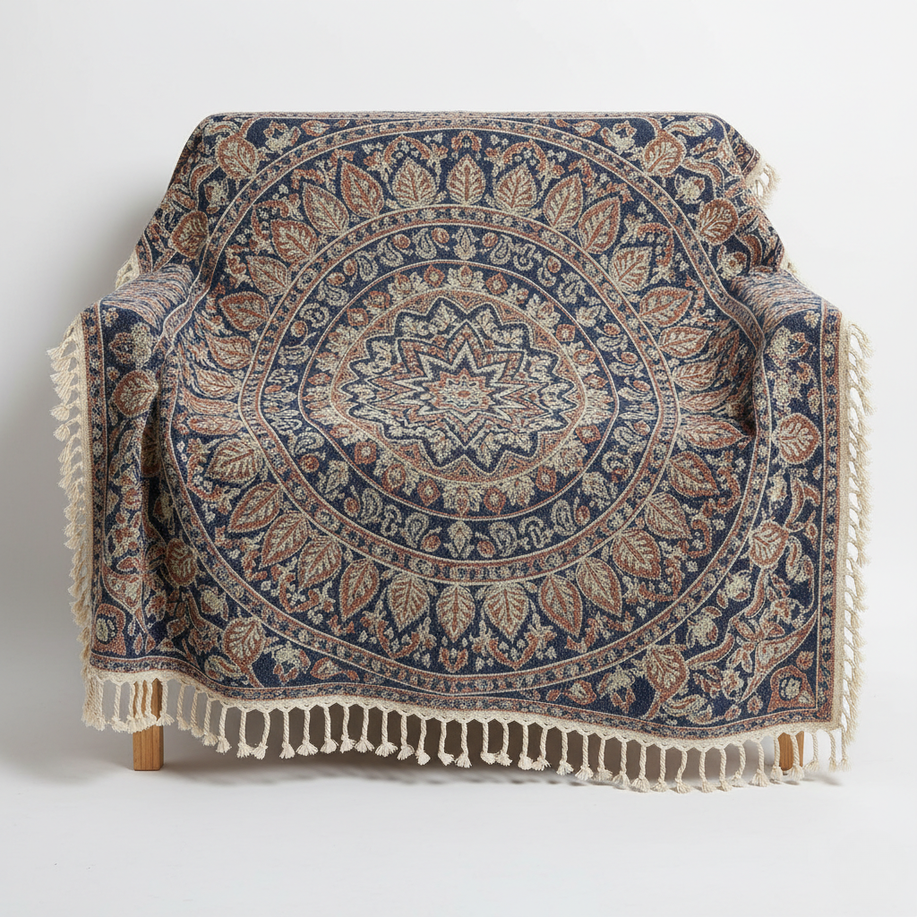 Serene Mandala Cotton Throw Blanket for Boho-Inspired Interiors