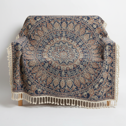 Serene Mandala Cotton Throw Blanket for Boho-Inspired Interiors