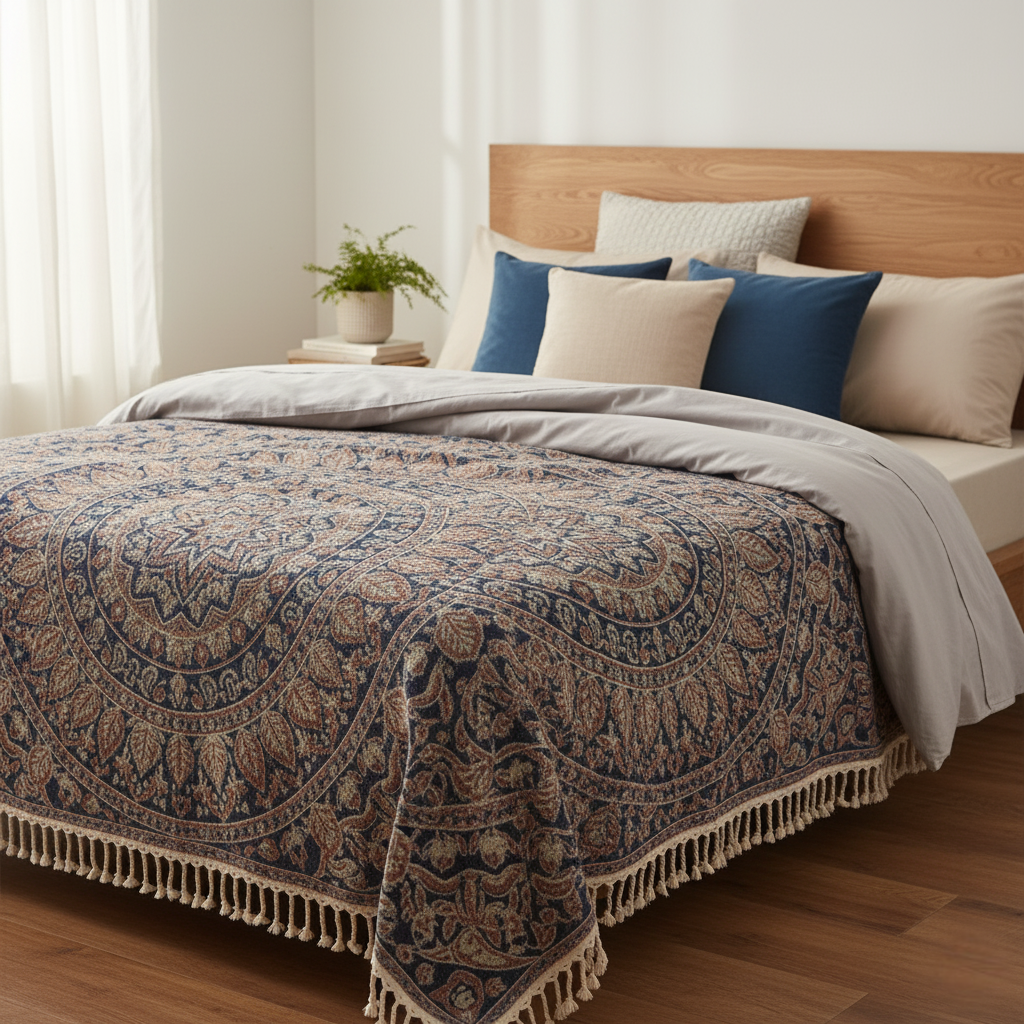 Serene Mandala Cotton Throw Blanket for Boho-Inspired Interiors