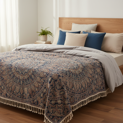 Serene Mandala Cotton Throw Blanket for Boho-Inspired Interiors