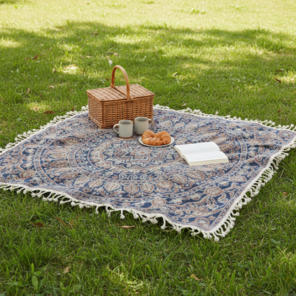 Serene Mandala Cotton Throw Blanket for Boho-Inspired Interiors