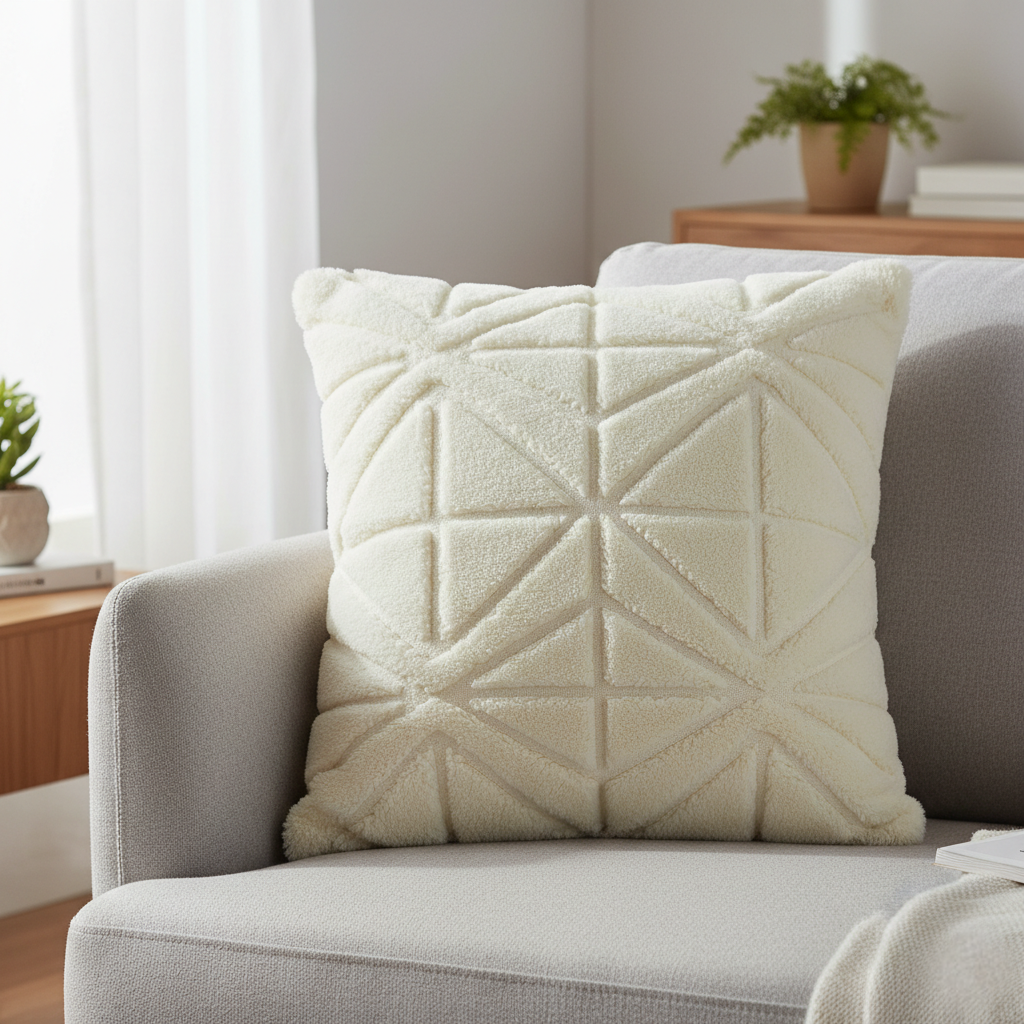 Snuggle Sherpa Cushion Cover with Quilted Faux Fur Design