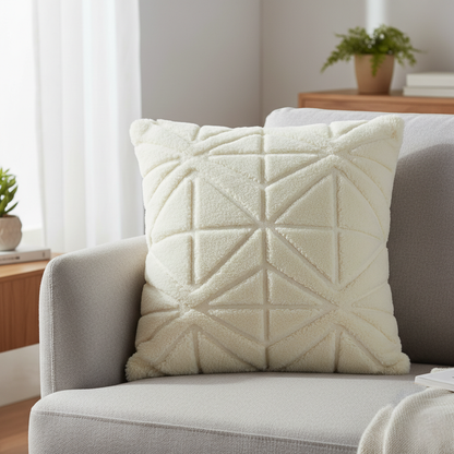 Snuggle Sherpa Cushion Cover with Quilted Faux Fur Design