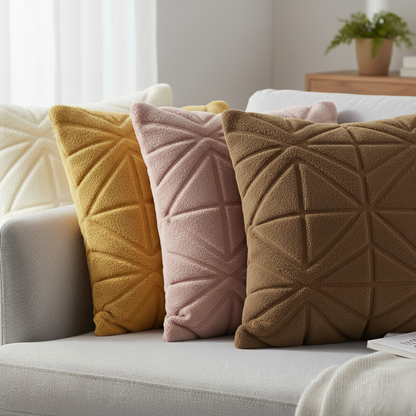 Snuggle Sherpa Cushion Cover with Quilted Faux Fur Design