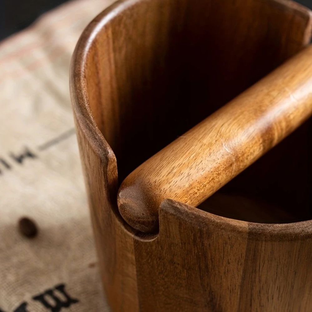 BrewMate Elegant Solid Wood Knock Box for Espresso Stations