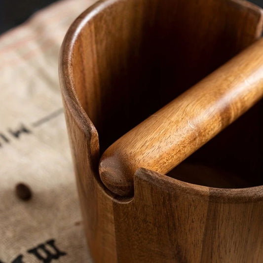 BrewMate Elegant Solid Wood Knock Box for Espresso Stations