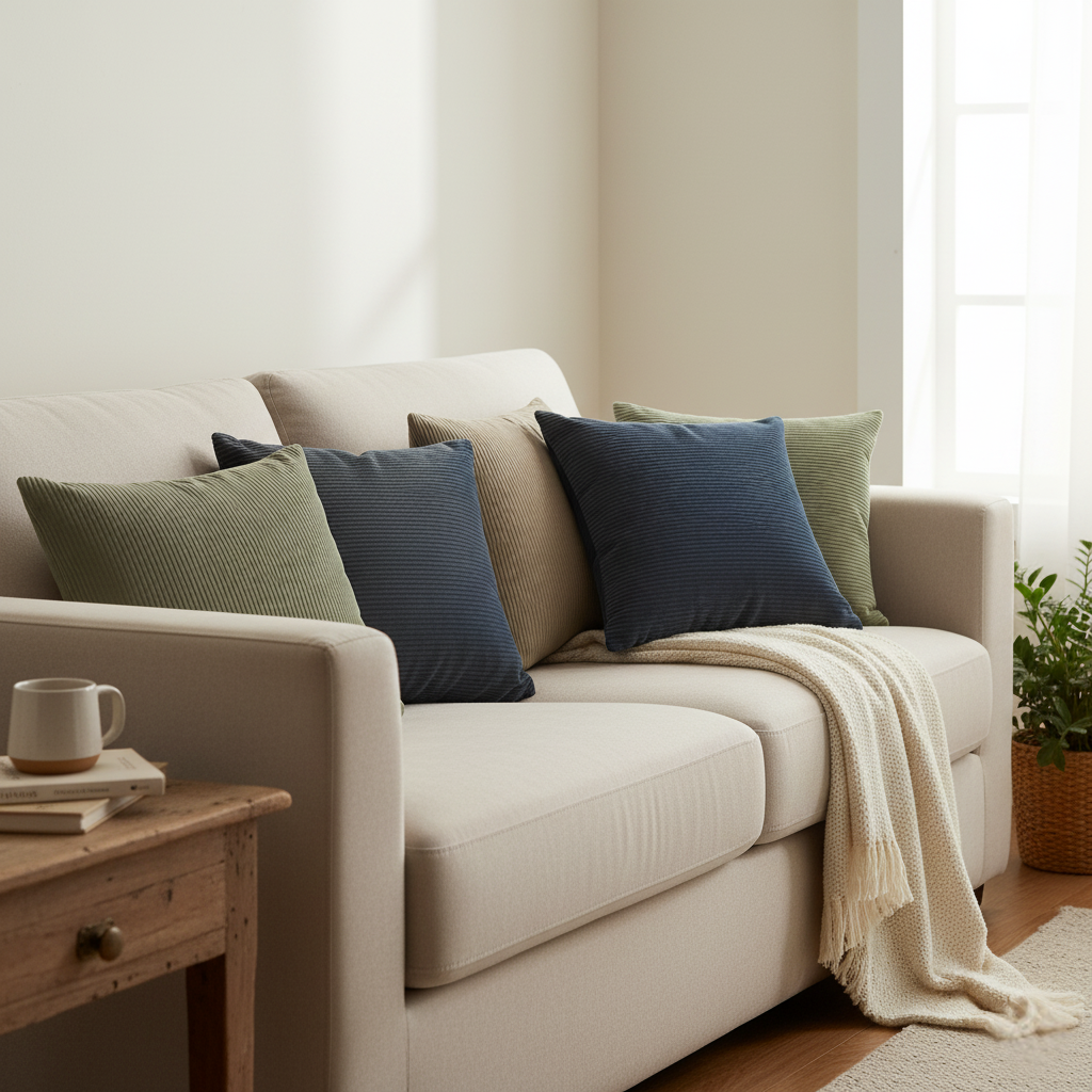 Teravo Corduroy Cushion Cover with Ribbed Texture for Home Decoration