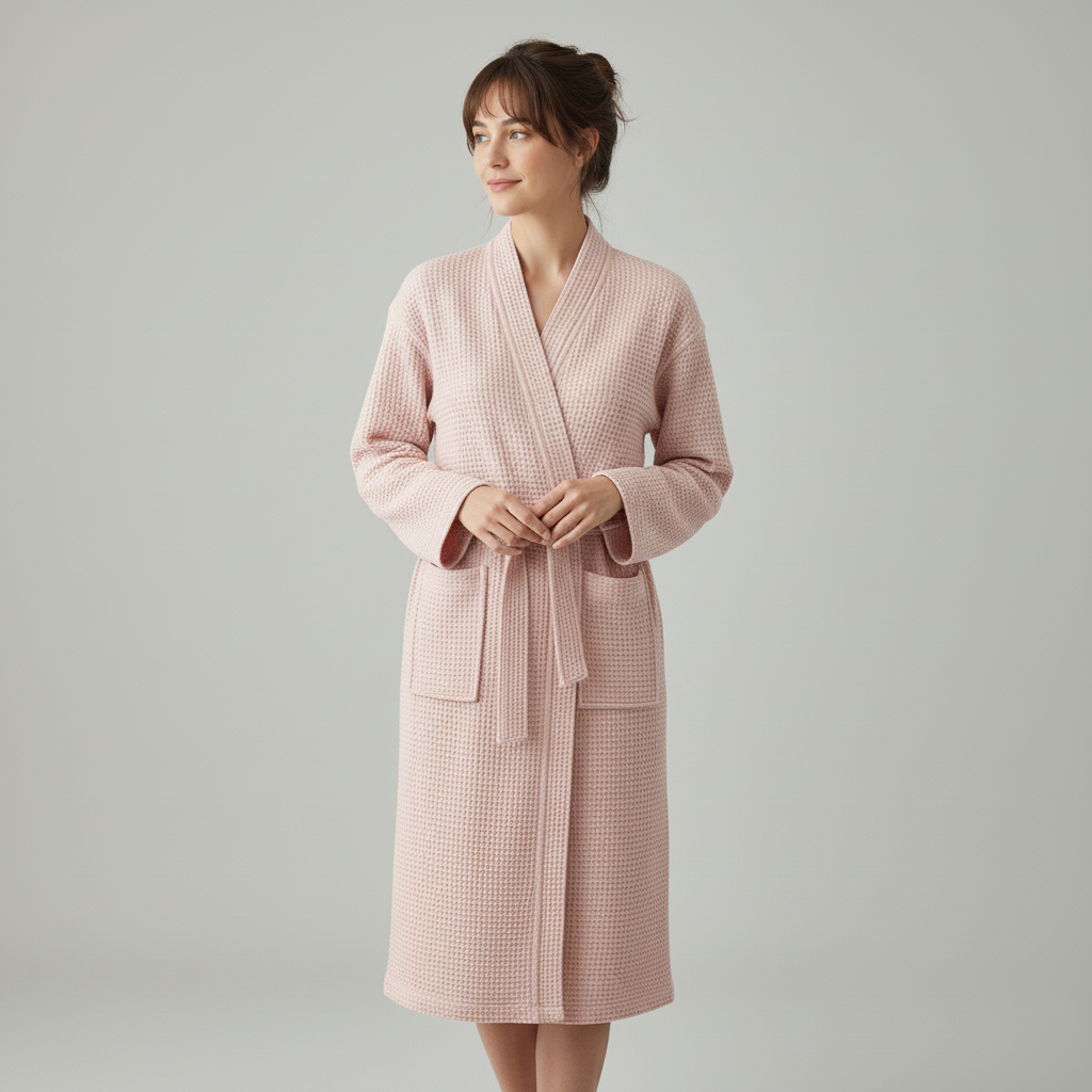 Waffle Weave Cotton Bathrobe for Everyday Home Use