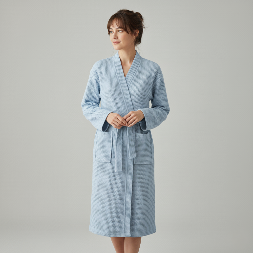 Waffle Weave Cotton Bathrobe for Everyday Home Use