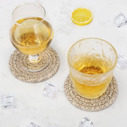 Woven Harmony Cotton Coaster Set for Stylish Table Protection