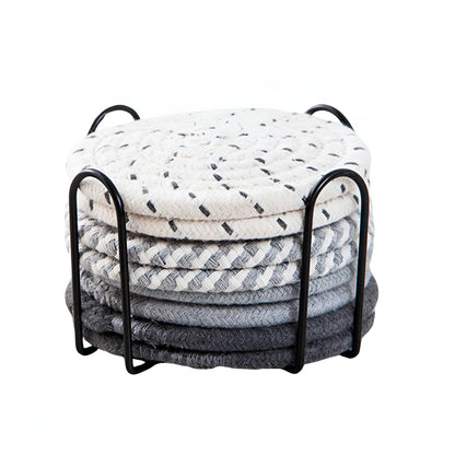Woven Harmony Cotton Coaster Set for Stylish Table Protection