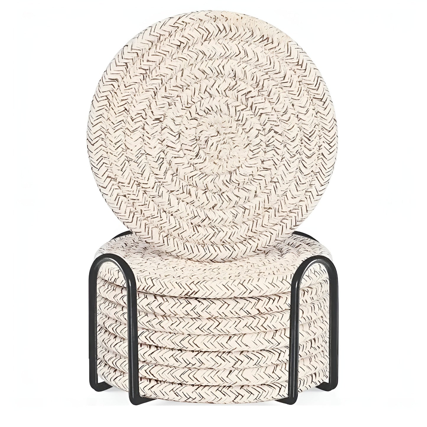 Woven Harmony Cotton Coaster Set for Stylish Table Protection