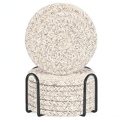 Woven Harmony Cotton Coaster Set for Stylish Table Protection
