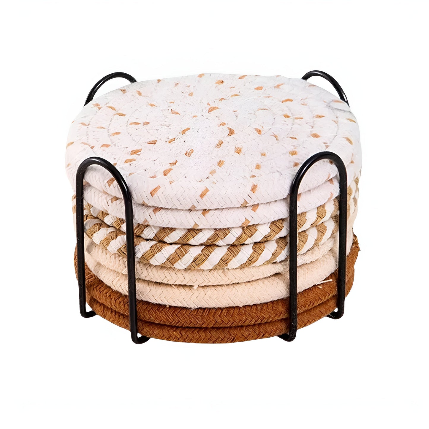 Woven Harmony Cotton Coaster Set for Stylish Table Protection